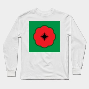 Geometric Red Poppy Flower Long Sleeve T-Shirt